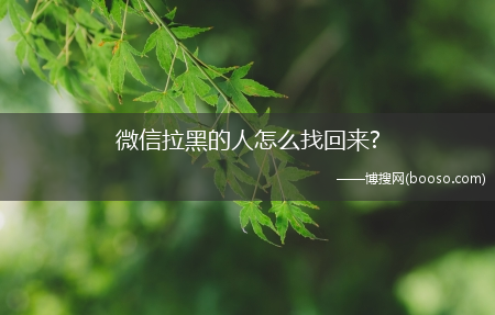 微信拉黑的人怎么找回来?