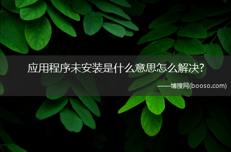 应用程序未安装是什么意思怎么解决?