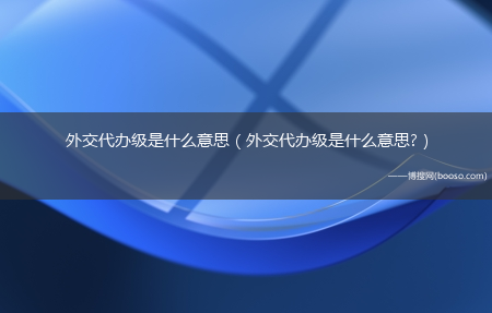 外交代办级是什么意思?外交代办级是什么意思?(外交代办级是什么意思)