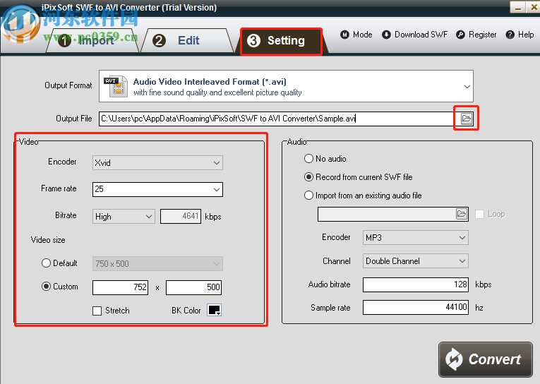 iPixSoft SWF to AVI Converter把SWF转换成AVI视频的方法