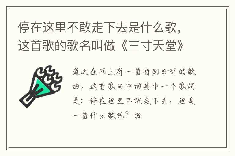 这首歌的歌名叫做《三寸天堂》?停在这里不敢走下去是什么歌(停在这里不敢走下去)