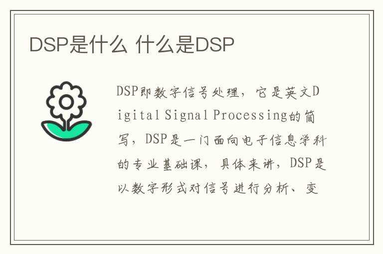 什么是DSP?DSP是什么(dsp)