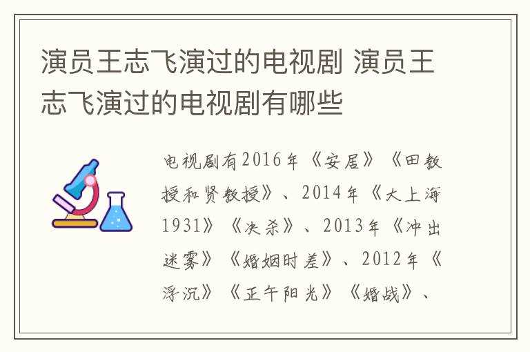 演员王志飞演过的电视剧有哪些?演员王志飞演过的电视剧(王志飞电视剧)