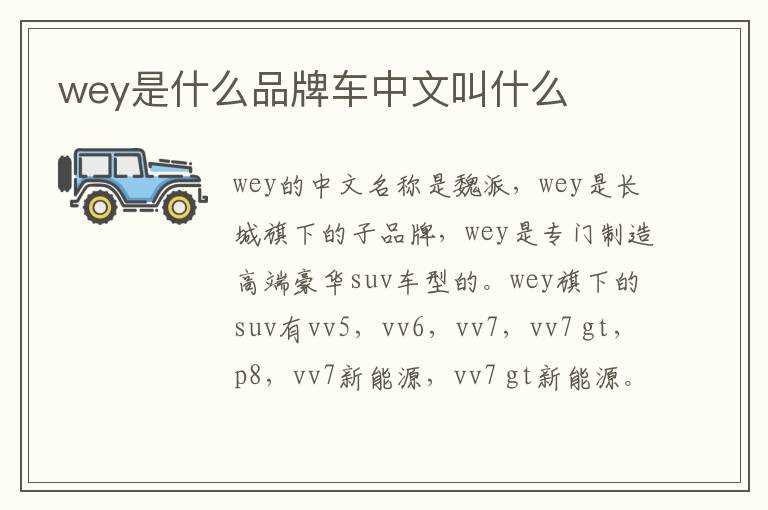 wey是什么品牌车中文叫什么?(wey是什么车)