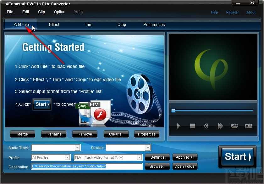 4Easysoft SWF to FLV Converter转换视频格式的方法