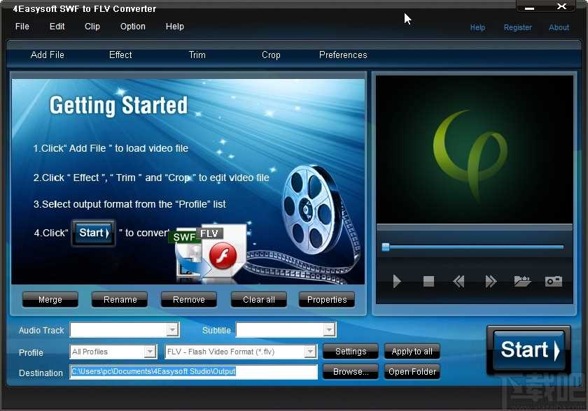 4Easysoft SWF to FLV Converter转换视频格式的方法