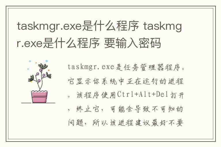 taskmgr.exe是什么程序_要输入密码?taskmgr.exe是什么程序(taskmgr)