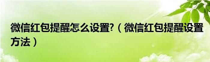 微信红包提醒设置方法_微信红包提醒怎么设置?(微信红包提醒)