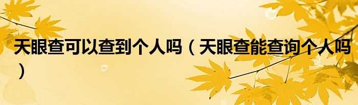 天眼查能查询个人吗?天眼查可以查到个人吗?(天眼查个人)