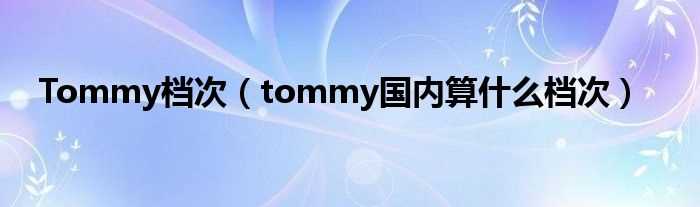 tommy国内算什么档次_Tommy档次?(tommy)