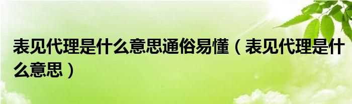 表见代理是什么意思_表见代理是什么意思通俗易懂?(表见代理)