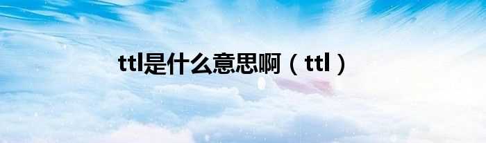 ttl_ttl是什么意思啊?(ttl)