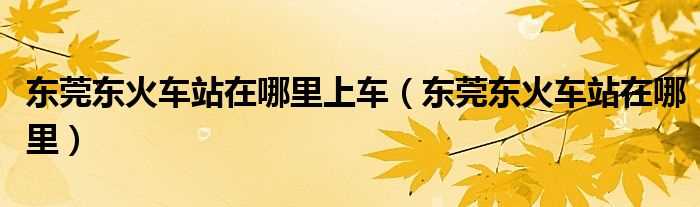 东莞东火车站在哪里_东莞东火车站在哪里上车?(东莞东火车站)