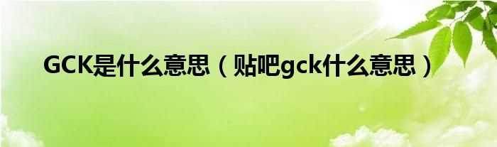 贴吧gck什么意思_GCK是什么意思?(gck)