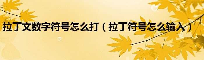 拉丁符号怎么输入_拉丁文数字符号怎么打?(拉丁文数字)