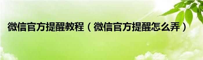 微信官方提醒怎么弄_微信官方提醒教程?(微信新功能官方提醒怎么玩)