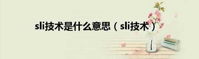 sli技术_sli技术是什么意思?(sli技术)