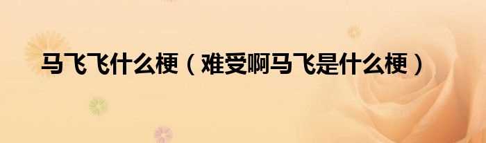 难受啊马飞是什么梗_马飞飞什么梗?(马飞飞)