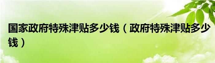 政府特殊津贴多少钱_国家政府特殊津贴多少钱?(国务院特殊津贴)