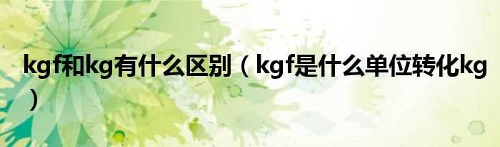 kgf是什么单位转化kg_kgf和kg有什么区别?(kgf)