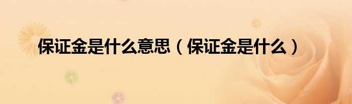 保证金是什么_保证金是什么意思?(保证金)