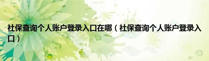 社保查询个人账户登录入口_社保查询个人账户登录入口在哪?(社保查询个人账户登陆)