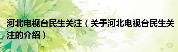 关于河北电视台民生关注的介绍_河北电视台民生关注(河北电视台民生关注)