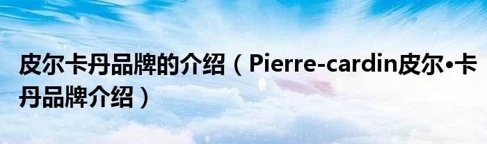 Pierre-cardin皮尔•卡丹品牌介绍_皮尔卡丹品牌的介绍(皮尔卡丹)