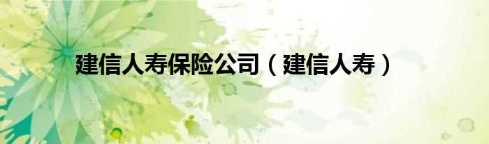 建信人寿_建信人寿保险公司(建信人寿)