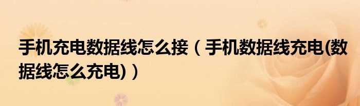 手机数据线充电(数据线怎么充电_手机充电数据线怎么接)?(数据线充电)