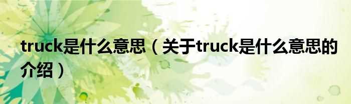 关于truck是什么意思的介绍_truck是什么意思?(truck)