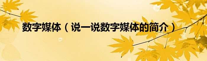 说一说数字媒体的简介_数字媒体(数字媒体)