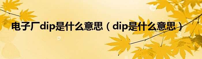 dip是什么意思_电子厂dip是什么意思?(dip)