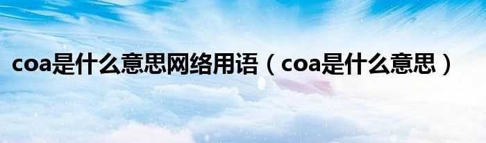 coa是什么意思_coa是什么意思网络用语?(coa)