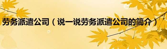 说一说劳务派遣公司的简介_劳务派遣公司(劳务派遣公司)