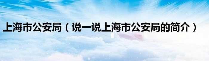 说一说上海市公安局的简介_上海市公安局(上海市公安局)