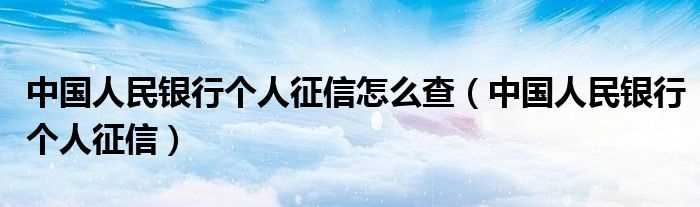 中国人民银行个人征信_中国人民银行个人征信怎么查?(中国人民银行征信)