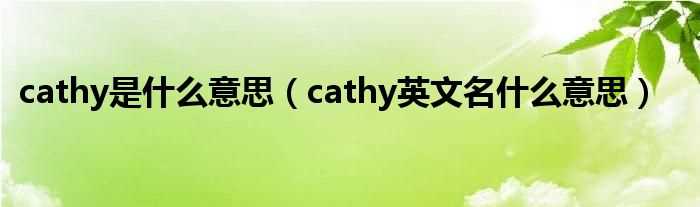 cathy英文名什么意思_cathy是什么意思?(cathy)