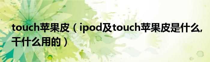 ipod及touch苹果皮是什么_干什么用的_touch苹果皮?(touch苹果皮)