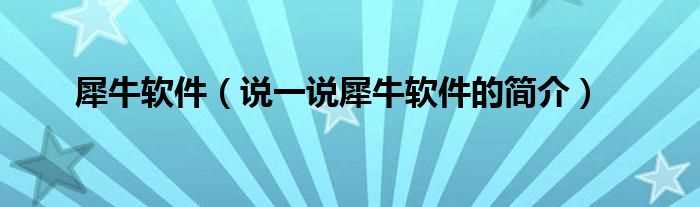 说一说犀牛软件的简介_犀牛软件(犀牛软件)