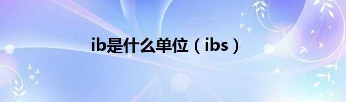 ibs_ib是什么单位?(ib)