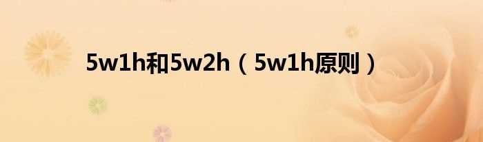 5w1h原则_5w1h和5w2h(5w2h)