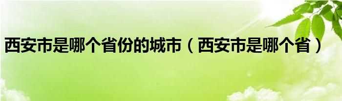 西安市是哪个省_西安市是哪个省份的城市?(西安是哪个省)