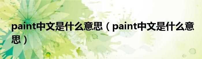 paint中文是什么意思_paint中文是什么意思?(paint)