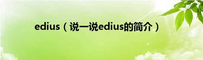 说一说edius的简介_edius(edius)