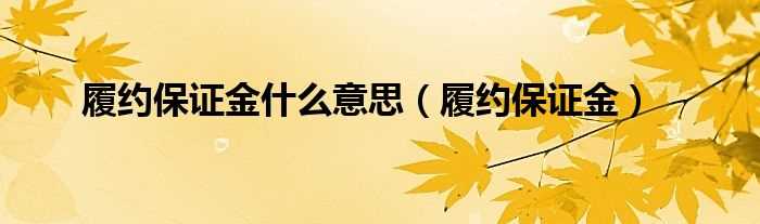 履约保证金_履约保证金什么意思?(履约保证金)