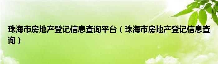 珠海市房地产登记信息查询_珠海市房地产登记信息查询平台(珠海房产登记查询系统)