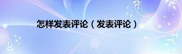 发表评论_怎么样发表评论?(发表评论)