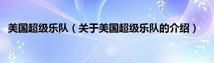 关于美国超级乐队的介绍_美国超级乐队(美国超级乐队)