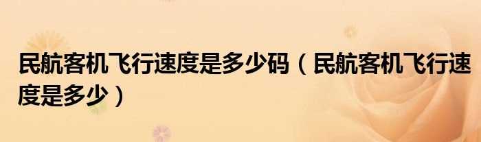 民航客机飞行速度是多少_民航客机飞行速度是多少码?(飞机时速)